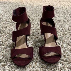 Burgundy Suede Heels, size 7.5
